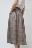 No.6 Nic Skirt in Light Grey Large Plaid with Purple Stripe