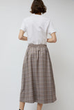 No.6 Nic Skirt in Light Grey Large Plaid with Purple Stripe