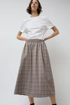 No.6 Nic Skirt in Light Grey Large Plaid with Purple Stripe