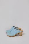 No.6 Old School Clog on High Heel in Light Blue