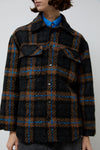 No.6 Wilson Jacket in Brown Black and Blue Plaid Boucle