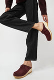 No.6 Bridget Clog on Mid Wedge in Burgundy Suede