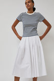 Nothing Written Pippa Stripe Rib T-Shirt in Ivory Navy