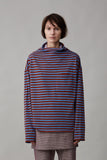 ONA LONG SLEEVE | CORNFLOWER AND BURGUNDY STRIPE