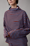 ONA LONG SLEEVE | CORNFLOWER AND BURGUNDY STRIPE