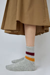 Rototo Tube Socks in Grey Burgundy and Dark Yellow