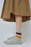 Rototo Tube Socks in Grey Burgundy and Dark Yellow