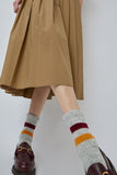 Rototo Tube Socks in Grey Burgundy and Dark Yellow