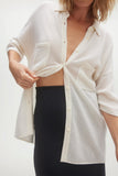 RUE BUTTON-UP CASHMERE TOP