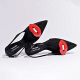 Larroudé x Libertine Lips Pump Lo In Black Fabric