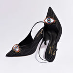 Larroudé x Libertine Eye Pump Hi In Black Fabric