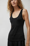 Silk Laundry Jersey Scoop Tank in Black