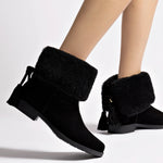 Verbier Bootie In Black Suede and Black Shearling