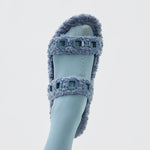 Milan Slide In Blue Faux Fur