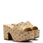 Miso Platform Sandal In Natural Raffia and Polka Dot Emboridery