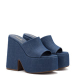 Wanda Platform Mule In Blue Denim